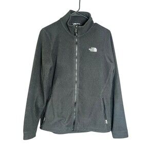 The North Face Full Zip Logo Fuzzy Fleece Jacket Womens Size M Black Extra Soft